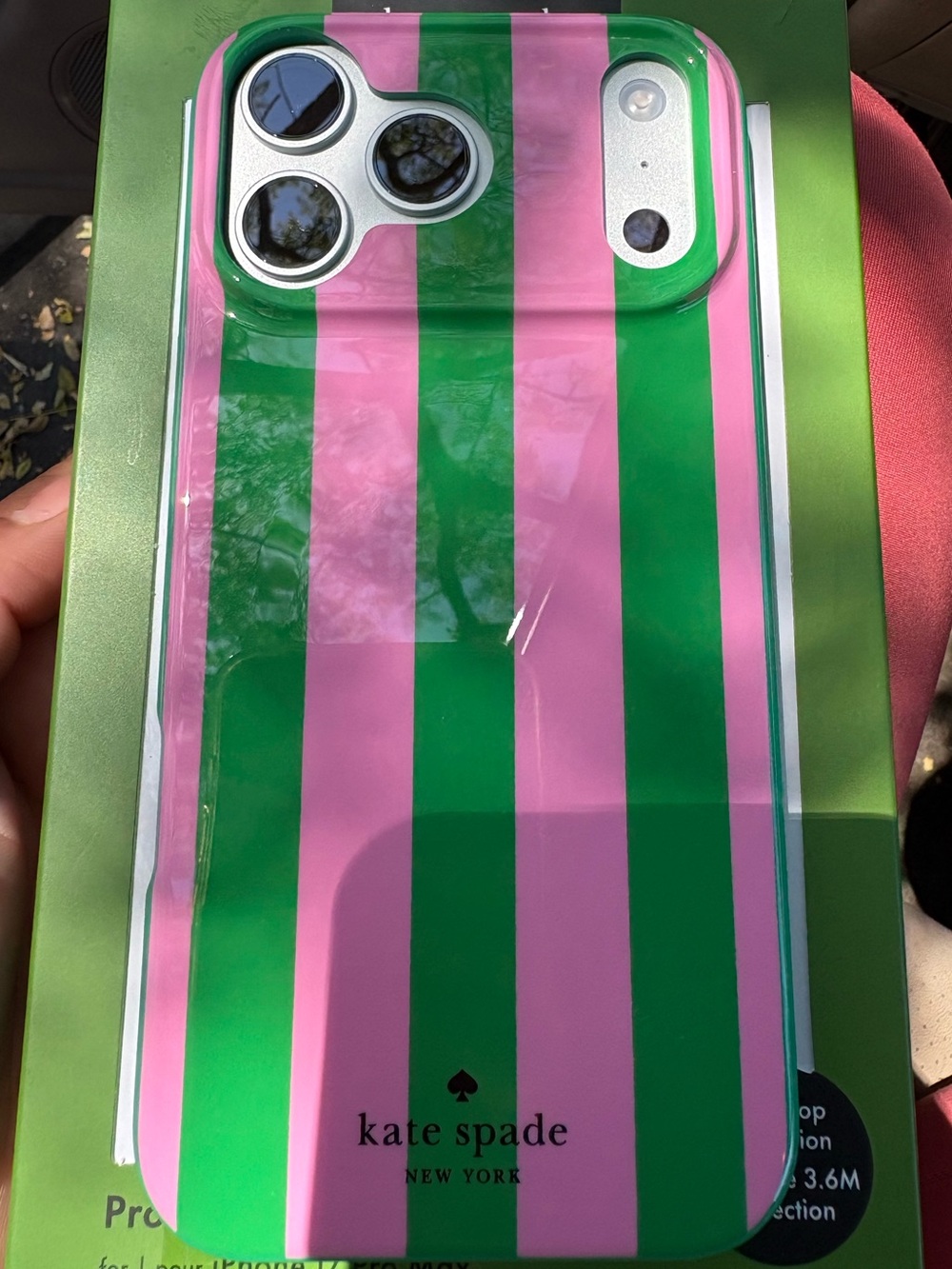 kate spade Pink and Green Striped iPhone 17 Pro-Max Case